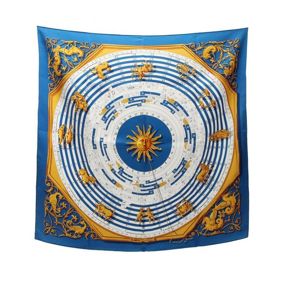 HERMES Carre 90 DIES ET HORE Scarf Silk Blue Multicolor - Picture 1 of 5